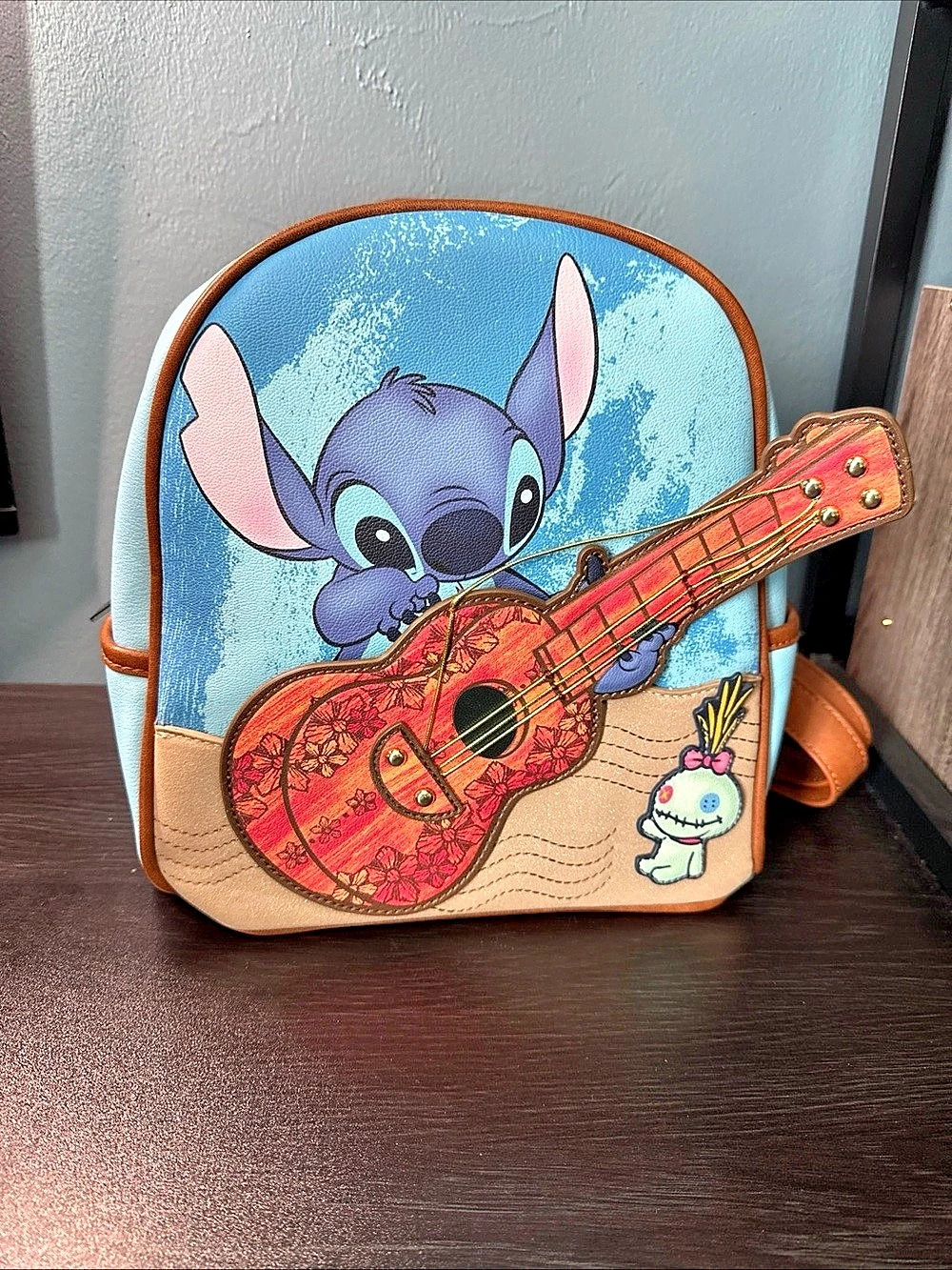 Danielle Nicole Disney Stitch Guitar Backpack Blue & Brown